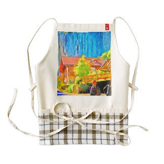 Visitors in a lovely setting in Switzerland Zazzle HEART Apron