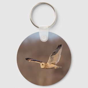 Visitors of the Grasslands: Short-Eared Owls Keychain