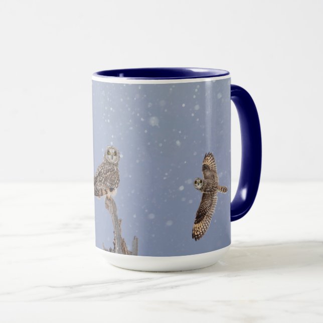 Visitors of the Grasslands: Short-Eared Owls Mug (Front Right)