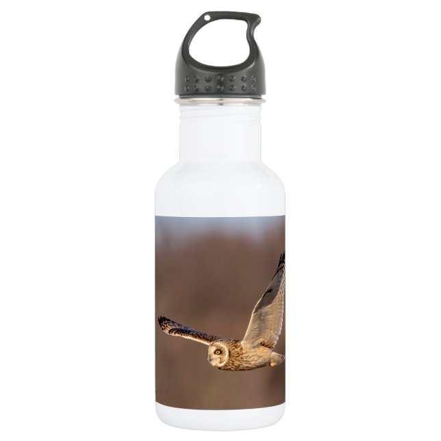 Visitors of the Grasslands: Short-Eared Owls Stainless Steel Water Bottle (Front)