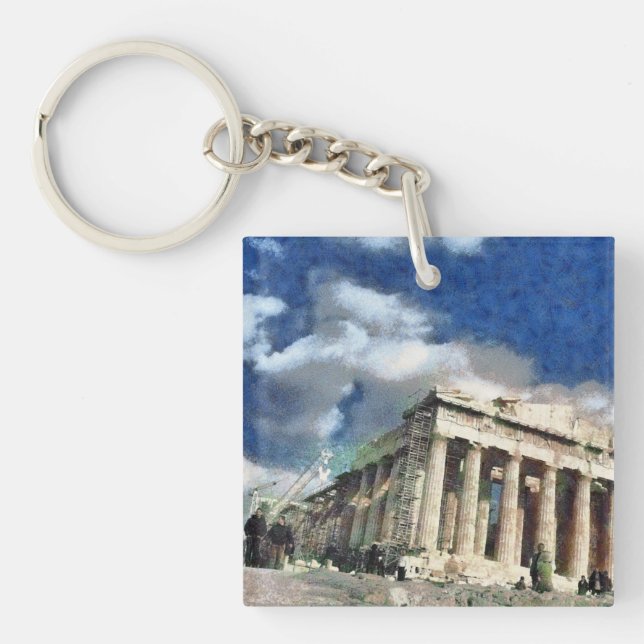 Visitors to Acropolis in Athens Keychain (Front)