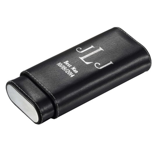 Visol Black Leather Crushproof Cigar Case-Vcase701 (Engraved)