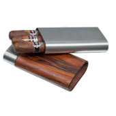 Visol Natural Wood and Stainless Steel Cigar Case (Open)