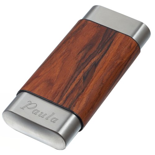 Visol Natural Wood and Stainless Steel Cigar Case