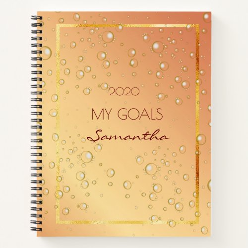Vison goals gold bubbles festive notebook