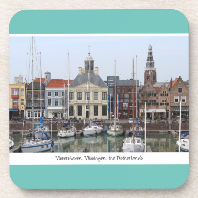 Vissershaven View, Vlissingen, Netherlands Beverage Coaster (Front)