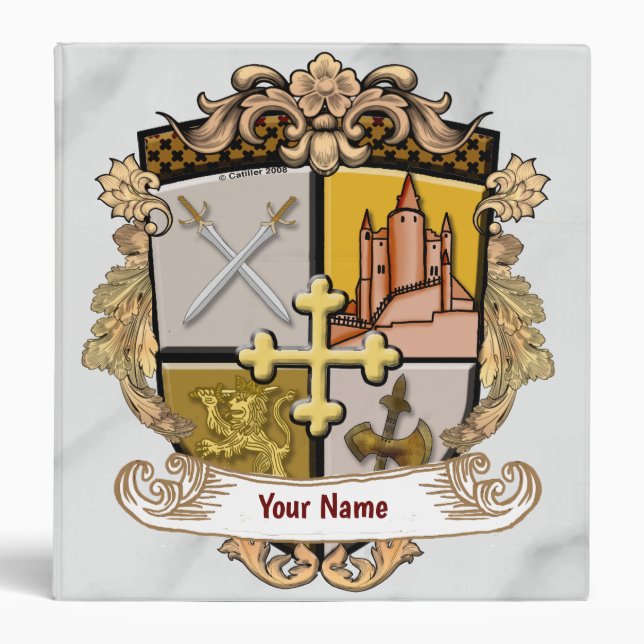 Vista Cross Shield Surname 3 Ring Binder (Front)