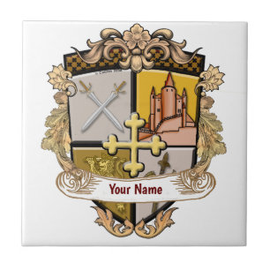 Vista Cross Shield Surname Ceramic Tile