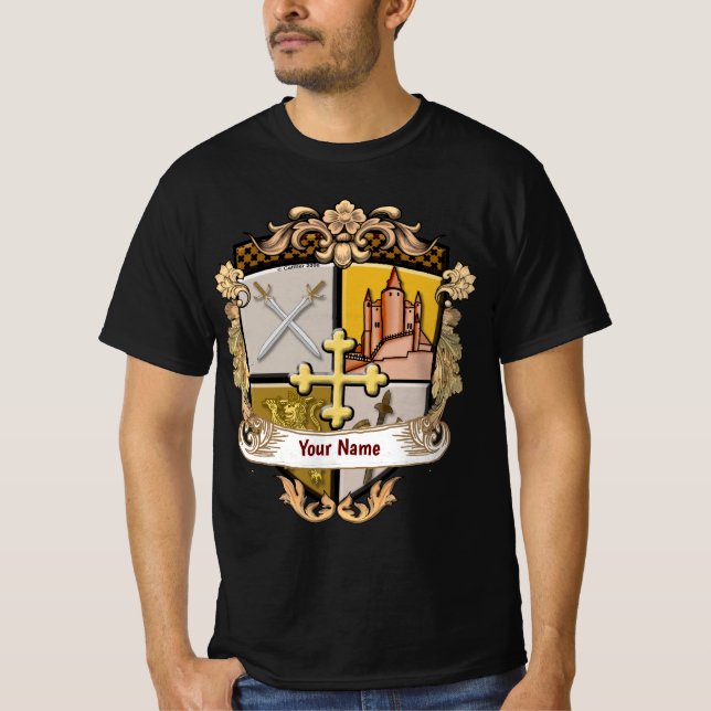 Vista Cross Shield Surname T-Shirt (Front)
