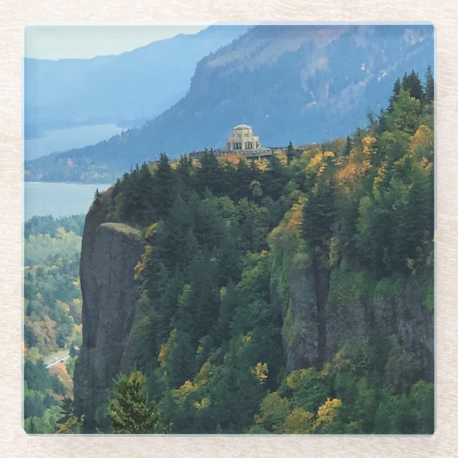 Vista House at Crown Point, Oregon Glass Coaster (Front)