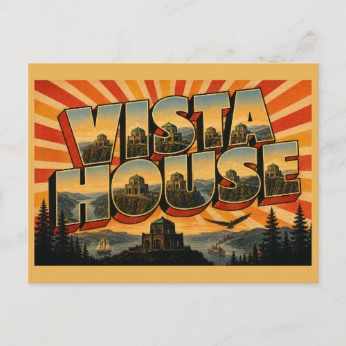 Vista House Columbia Gorge Oregon Observatory Art Postcard