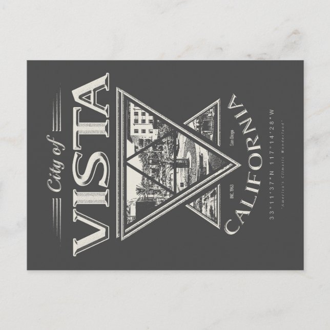 VISTA - SAN DIEGO CALIFORNIA POSTCARD (Front)