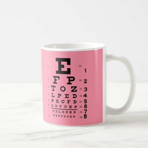 Visual Acuity Test Pink Ophthalmology Eye Chart Coffee Mug