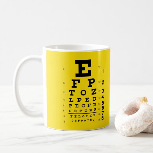 Visual Acuity Yellow Black Ophthalmology Eye Chart Coffee Mug