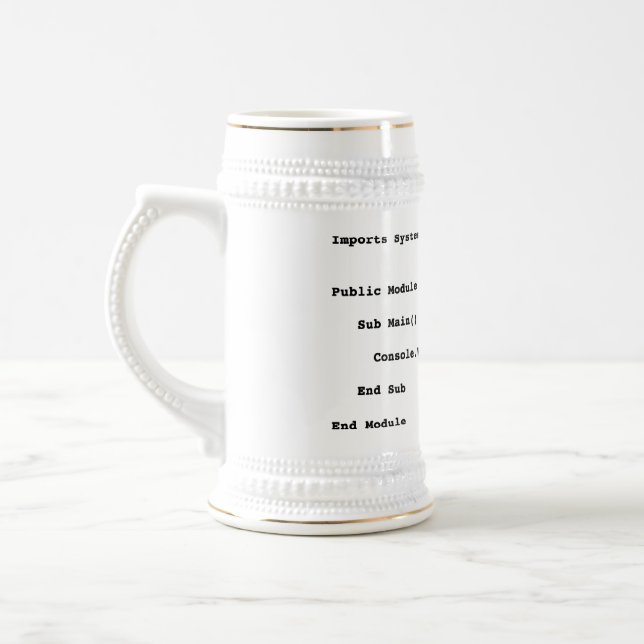 Visual Basic Hello World Greeting Beer Stein (Left)