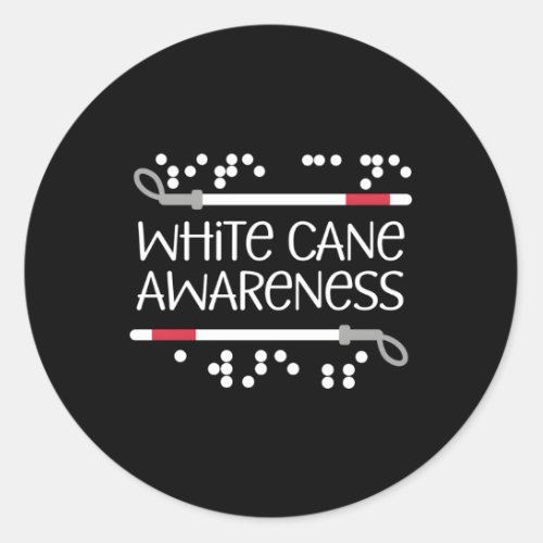 Visual Braille White Cane Awareness Blind Low Visi Classic Round Sticker