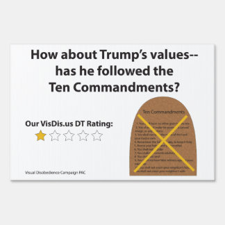 Visual Disobedience Ten Commandments Yard Sign