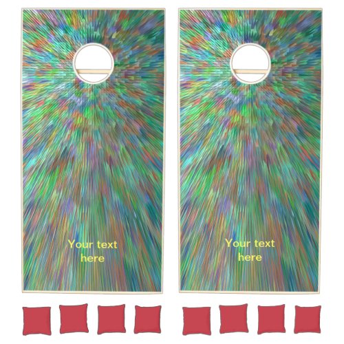 Visual hypnotic sprinkles rainbow green cornhole set