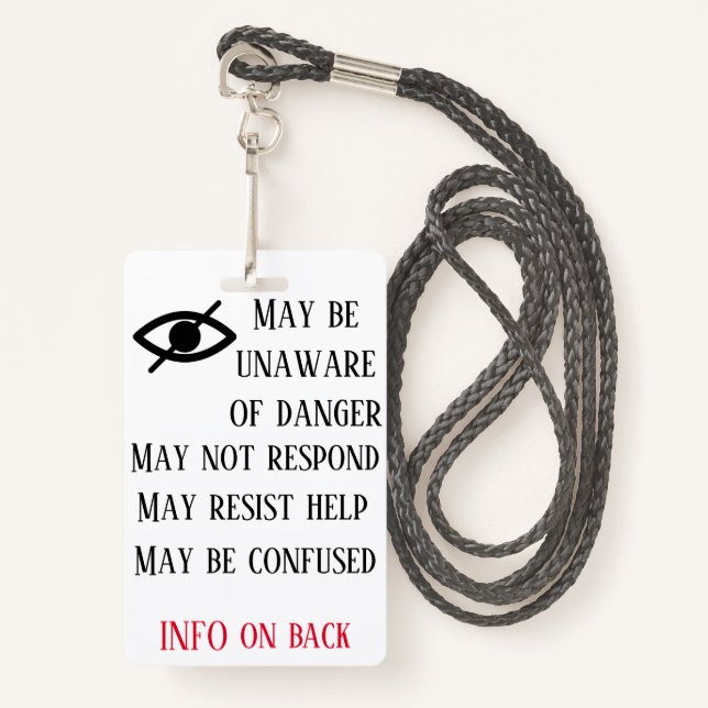 Visual  Impairment Badge with lanyard (Front with Lanyard)