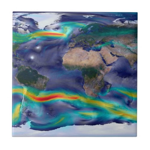 Visualization Of Global Winds Ceramic Tile
