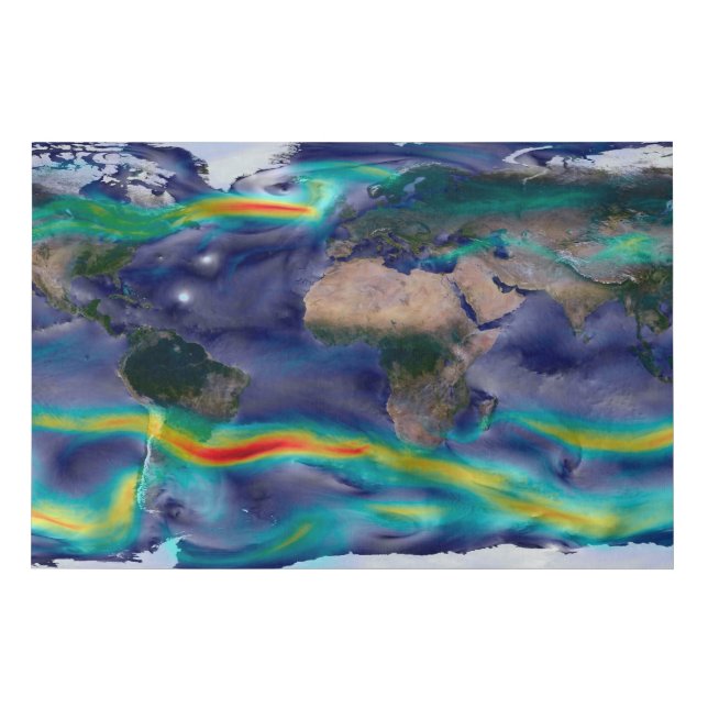 Visualization Of Global Winds. Faux Canvas Print (Front)
