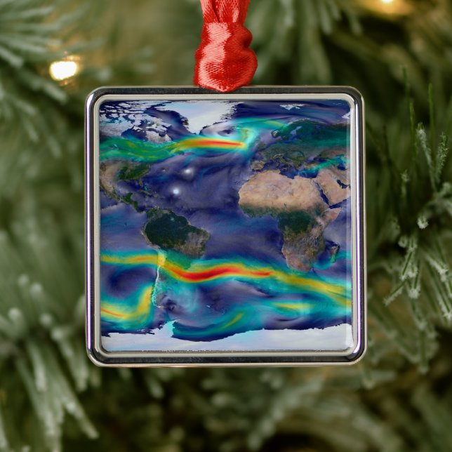 Visualization Of Global Winds. Metal Ornament (Tree)