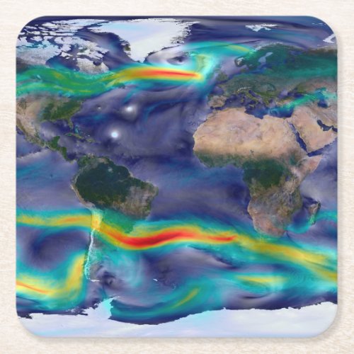 Visualization Of Global Winds Square Paper Coaster