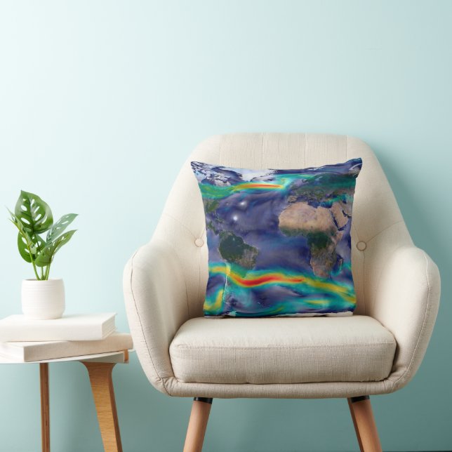 Visualization Of Global Winds. Throw Pillow (Chair)