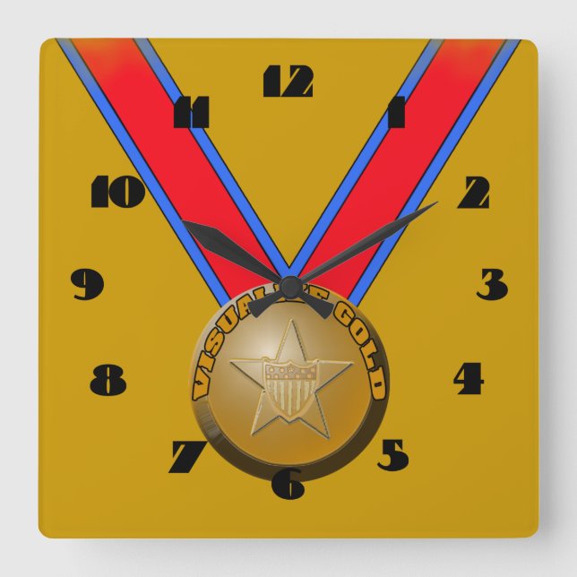Visualize Gold Medallion Wall Clock (Front)