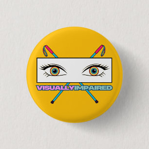 visually impaired eye rainbow - yellow background button