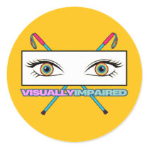 visually impaired eye rainbow - yellow background classic round sticker
