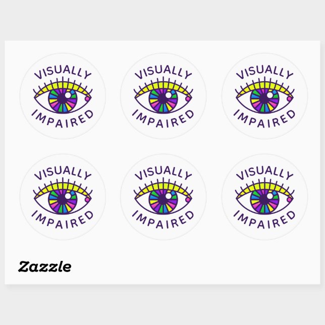 Visually Impaired Low Vision Loss Blind Awareness Classic Round Sticker (Sheet)
