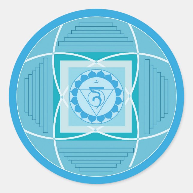 Visuddha Chakra Mandala Classic Round Sticker (Front)