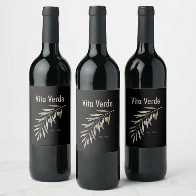 Vita Verde Collection Black Wine Label (Bottles)