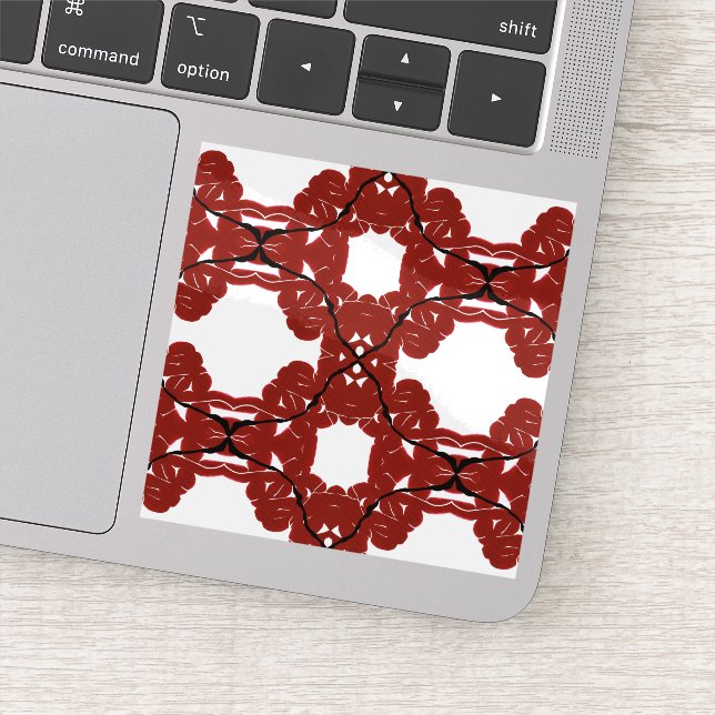 Vitae Red Abstract Acrylic Paint Pour Fluid Art Sticker (Detail)