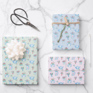 Vitage Garden Tea Party Flowers Wrapping Paper Sheets