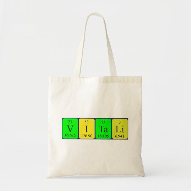 Vitali periodic table name tote bag (Front)