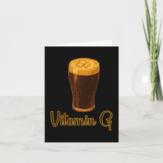 Vitamin Beer Lucky Shamrock Funny Patrick’s Day Me Card (Front)