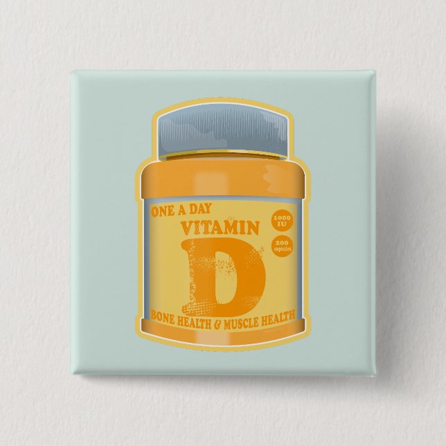 Vitamin D capsules health and well-being Button (Front)