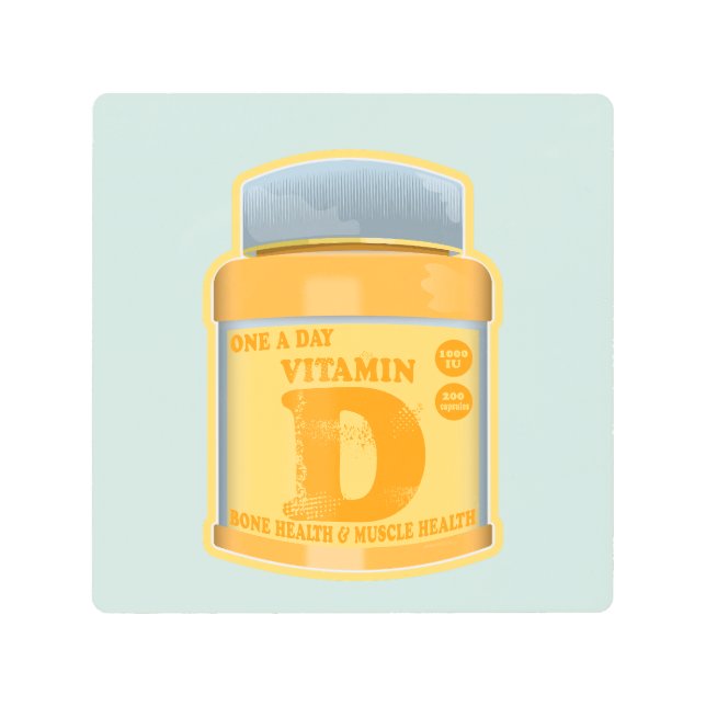 Vitamin D capsules health and well-being Metal Print (Front)