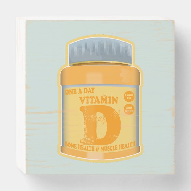 Vitamin D capsules health and well-being Wooden Box Sign (Front Horizontal)