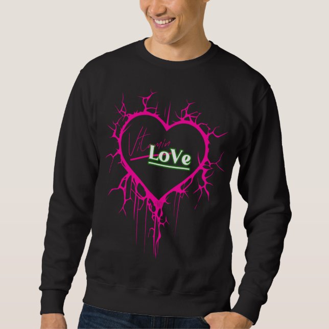 Vitamin Love Brand Pink Heart Design Sweatshirt  (Front)
