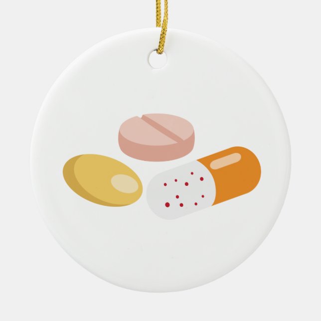 Vitamin Pills Ceramic Ornament (Front)