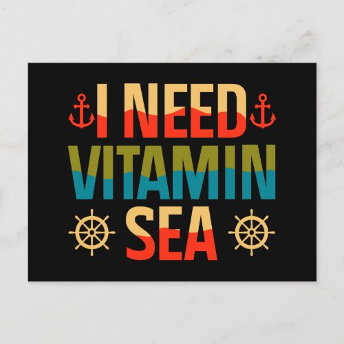 Vitamin Sea Boat Sailing Cruise Ocean Adventure  Postcard