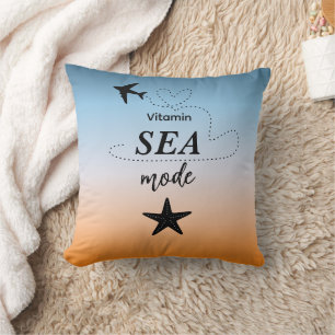 Vitamin Sea Mode Orange Summer Color Throw Pillow