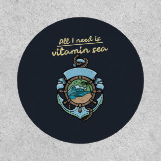 Vitamin Sea Nautical Anchor Wave Quote Beach Ocean Patch