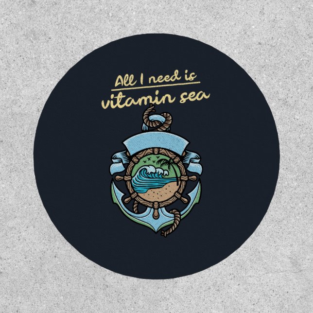 Vitamin Sea Nautical Anchor Wave Quote Beach Ocean Patch (Front)