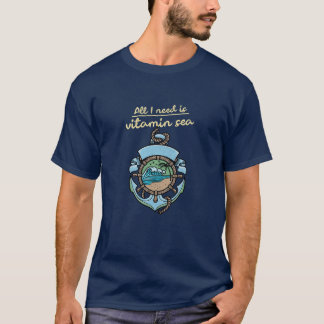 Vitamin Sea Nautical Anchor Wave Quote Beach Ocean T-Shirt