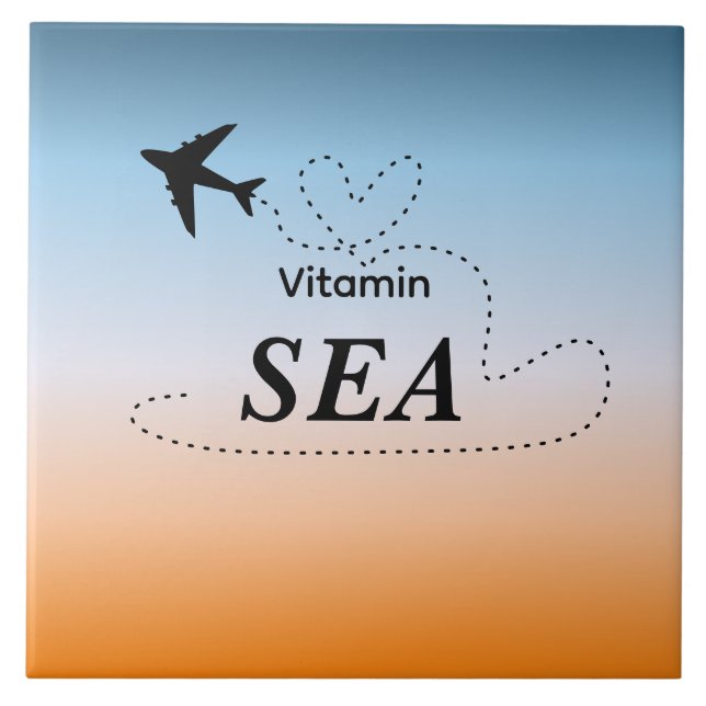 Vitamin Sea Orange Summer Color Airplane Ceramic Tile (Front)