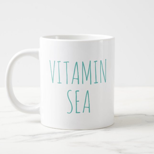 "Vitamin Sea" Simple Modern Farmhouse Giant Coffee Mug (Left)